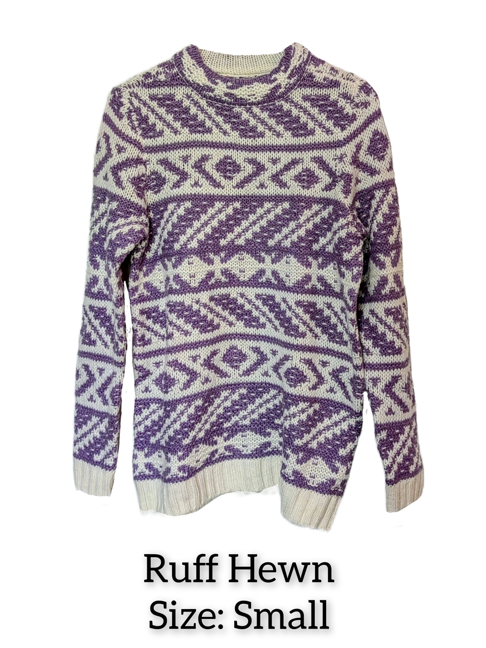 Ruff Hewn Purple & White Patterned Crewneck Sweater